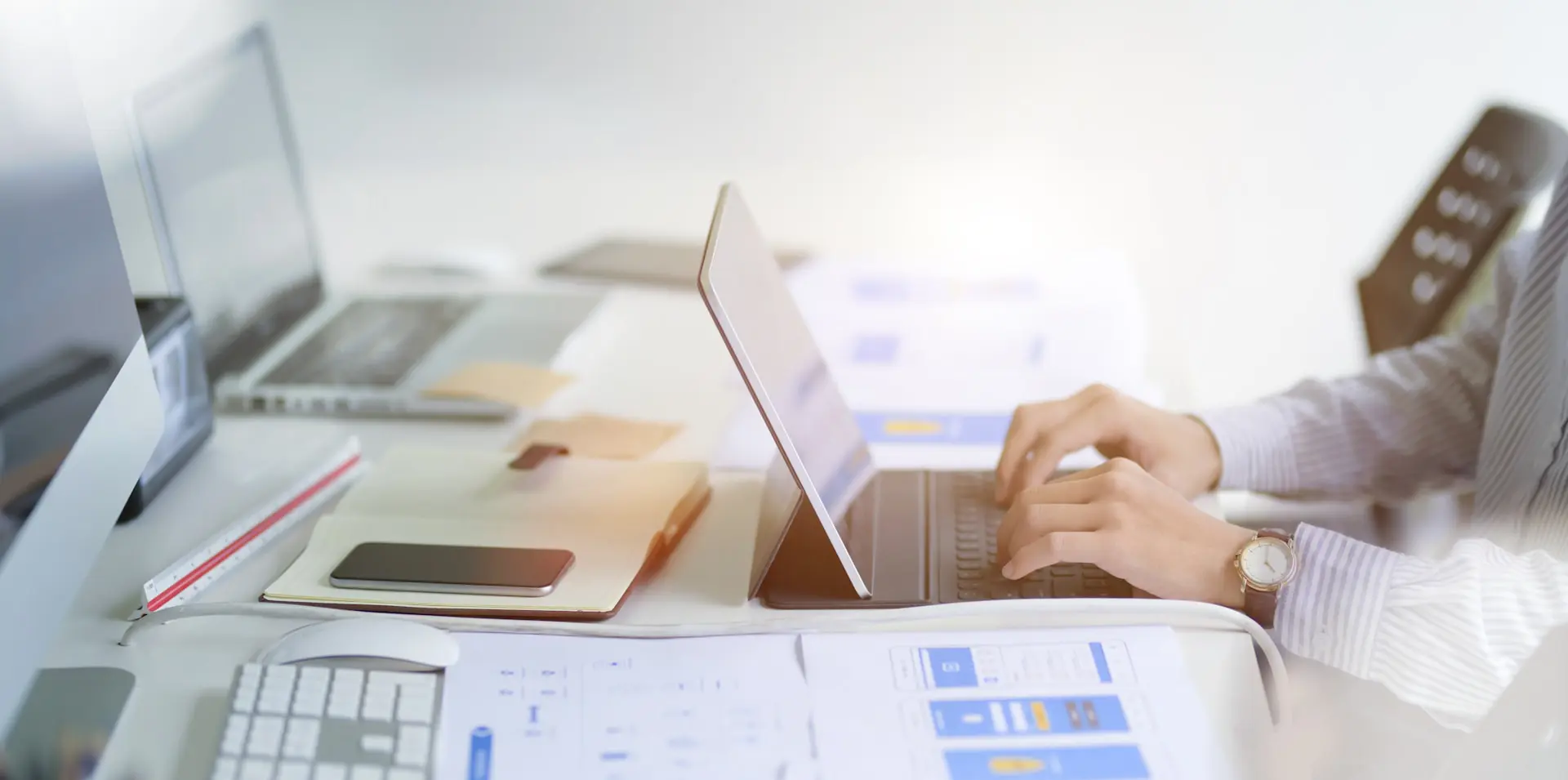 A person using a laptop